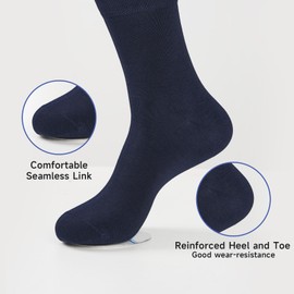Nitzebrsk Men’s Dress Cotton Socks 5 Pairs, Classic Business Socks for Daily Wear Size 7-12 (CA/US, Numeric, 7, 12, Regular, Regular, dark blue)