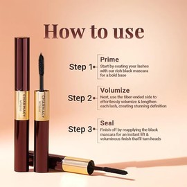 CHARMACY Power Lash Mascara with Fibres - 5X Volume & False Lash Effect, Dual-Side Wand for Lengthening & Volumizing, Long-Lasting 8H Wear, Lightweigh