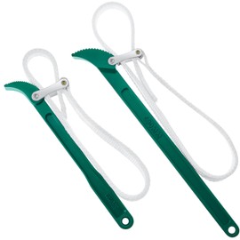Lasnten 2 Pcs Strap Wrench 12" 16" Nylon Strap Pipe Wrench Adjustable Green Handle Water Filter Wrench Metal Filter Wrench Heavy Duty for Replacing Oil Filter, PVC Junctions, Swimming Pool Connection