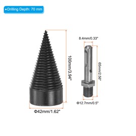 PATIKIL 42mm Firewood Log Splitter Drill Bit, Removable Drill Bits Electric Drills Screw Cone Driver with Round Shaft for Home and Outdoor