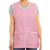 Ladies Gingham Buttons Through Design Piping Tabard Apron Overalls Front