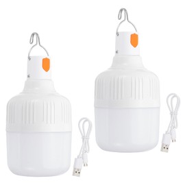 PATIKIL Camping Lantern, 2 Pack Rechargeable LED Tent Lamp Lights Bulb Portable Hanging 3 Lighting Modes 90W with Clip Hook for Camping, Hiking, Fishing, White