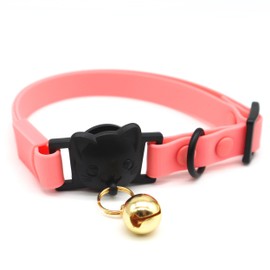PICKLE WICKLE PET - Breakaway Safety Waterproof Cat Collar - PVC Coated Nylon - Quick-Release Clasp - Lightweight - Soft & Comfortable - Wildlife Bell - 23cm-33cm Adjustable Fit (Pink/Black)