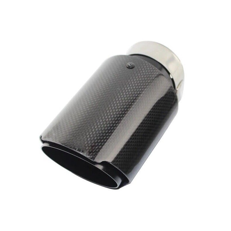 Carbon Tailpipe Exhaust Trim 100 mm Round Black Stainless Steel