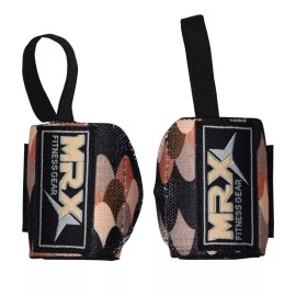 MRX Weight Lifting Wrist Wrap 2X Gym Fitness Workout Training 18" Straps - Camo Black/Brown