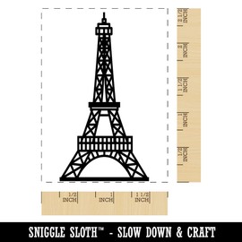 Eiffel Tower Paris France Rectangle Rubber Stamp for Stamping Crafting - 2.5in Large