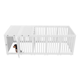 AOOLE Dog Playpen with Door & Cover Top,18*Fence Panel Puppy Playpen, 2 Room Dog Crate, Pet Playpen for Small & Medium Dogs, Puppy Play Pen for Indoors & Outdoor