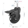 MALLLALA 3" Swivel Caster Wheels with Imperial 5/16"-18 Threaded Stem,Set