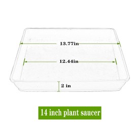 LWALRS Square Plant Saucer 14 Inch 5 Pack, Durable Plastic Plant Trays Plant Pot Saucers, Square Planters for Indoors and Outdoors Plants, Garden Large Plant Saucers for Pots Black.