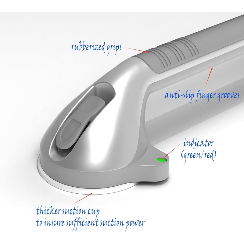 17“ Suction Shower Grab Bar with Indicators, Tool-Free Installation, Steady