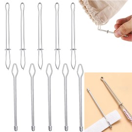 WADY Clip Enhebrador de Cuerda para Bricolaje, 10 Juego de Herramientas para Enhebrar Cordón, Ganchos Giratorios para Bucle de Costura, Herramienta de Costura Enhebrador Con Cordón de Tirar de Metal