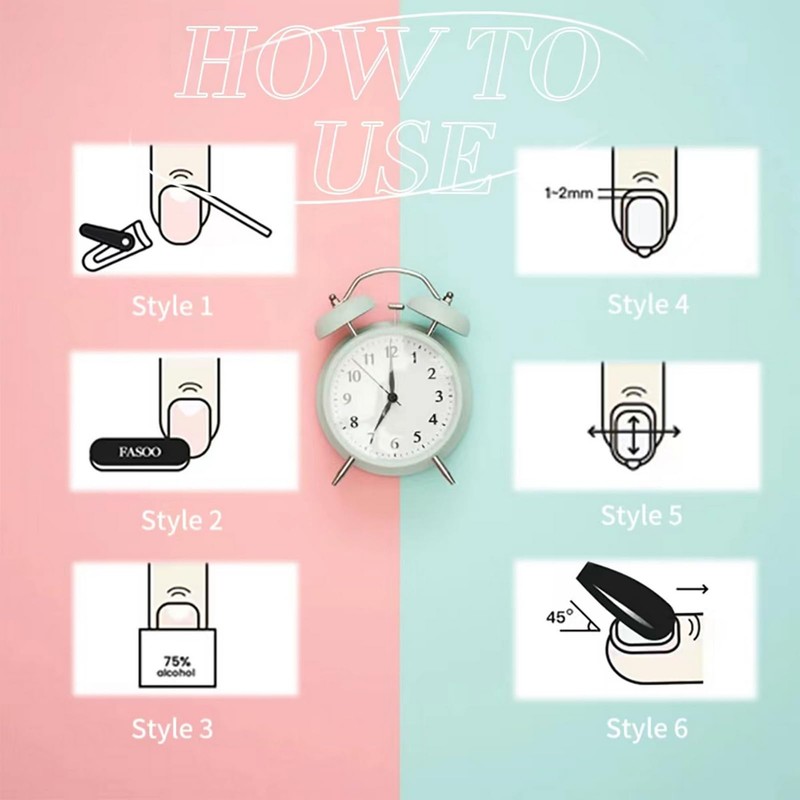 24Pcs Handmade Flower Press on Nails Long Coffin Fake Nails