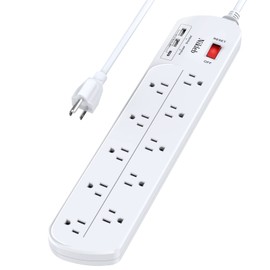 Power Strip, Multi Plug Outlet Extender Nikleb with 10 Outlets, Heavy Duty Extension Cord with 2 USB+1 Type C Fast Charging Ports, USB Desk Charging Station Surge Protector for House, Garage, Patio