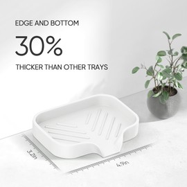 Silicone Soap Holder, 4 Pcs Thickened High-Purity Silicone Self Draining Trays for Bathroom Showers (White)