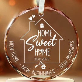Unsttna 2025 New Home Ornament, Glass New Home Decoration, Housewarming Gift, Traditional Style, Hanging Ornament