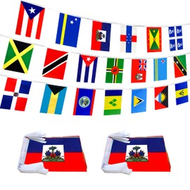 LoveVC 2 Set 20 Caribbean Countries Flags Banner String,60 Feet 40 Flags