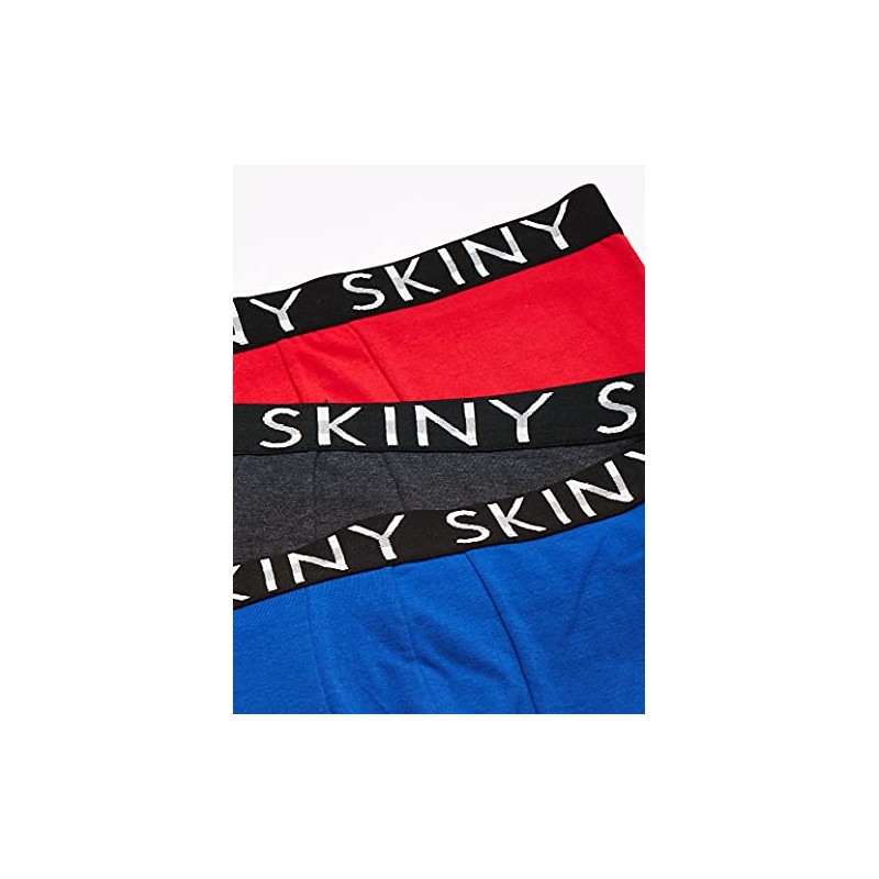 Skiny 71253 Boxer Corto 3Pack para Hombre, Azul Rey, Gris