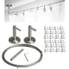 QQ-OUTLET WirePro Curtain Wire Rod Set Stainless Steel, Multi-Purpose, 16.5' Wire, 2 Mounting Pieces, 24 Clips