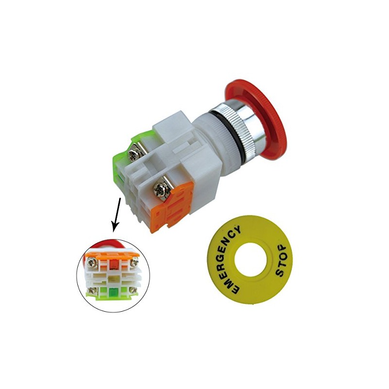 YQBOOM 1 Pcs Red Mushroom Cap 1NO 1NC DPST Emergency