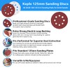 Keple Sanding Discs 125mm - Velcro Backing, Round Sandpaper Set,