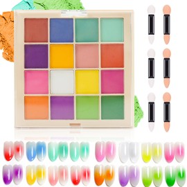 Joyeee Pigment for Nails, 16 Colours Nail Pigment Palette Includes 6 Sponge Sticks, Nail Pigment Powder Palette, Ombre Nail Powder for Nail Art, Manicure, DIY Accessories, C