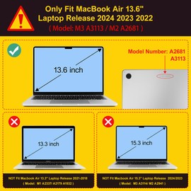Tuiklol for M4 MacBook Air 13.6 inch Case 2025-2022 Release M2 Chip Model A3240 A3113 A2681, Plastic Hard Shell Cover for MacBook Air 13.6 Liquid Retina Display with Touch ID, Moons and Stars