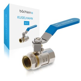 Bächlein Universal Ball Valve - Brass Ball Valve with Lever Handle and 1/2 Inch Female Thread on Both Sides - Full Flow Shut-off Valve