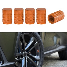 QZTYTY 5PCS Tire Valve Stem Caps, Tire Air Cap, Anodized Aluminum Tire Valve Cap Set, Universal Car Accessories Dust Proof & Corrosion Resistant Stem Covers Fit for Cars Trucks (Orange, 5PCS)