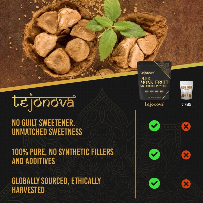 tejonova Monk Fruit Sweetener, 5 oz, Monk Fruit Extract Powder,