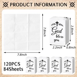 Colarr 120 Pack Travel Size Tissue Packs Bulk 3 Ply Bless You Single Tissue Packs Facial Mini Pocket Individual Tissues for Wedding Party Gift Homeless 7 Sheets Per Pack(Cross)