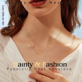 JSJOY Gold Paperclip Pendant Choker Necklaces for Women Wife Birthday Gifts from Husband Dainty Necklace Valentine's Day Gifts for Wife Women Women Necklace Trendy Mother's Day Gifts