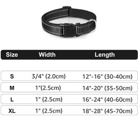 Dog Collar, Pet Collar, Adjustable Pet Collar, Reflective Nylon Dog collar with Puppy Quick Release Buckle with Soft Padding for Small, Medium, Large Dogs (M)
