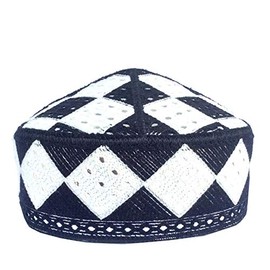 Kufi - Gorra Unisex con diseño de Calavera para Hombre, Color Liso, Bordado a Mano, Gorras Kufi, Gorro de Punto para el Verano, Negro, X-Large