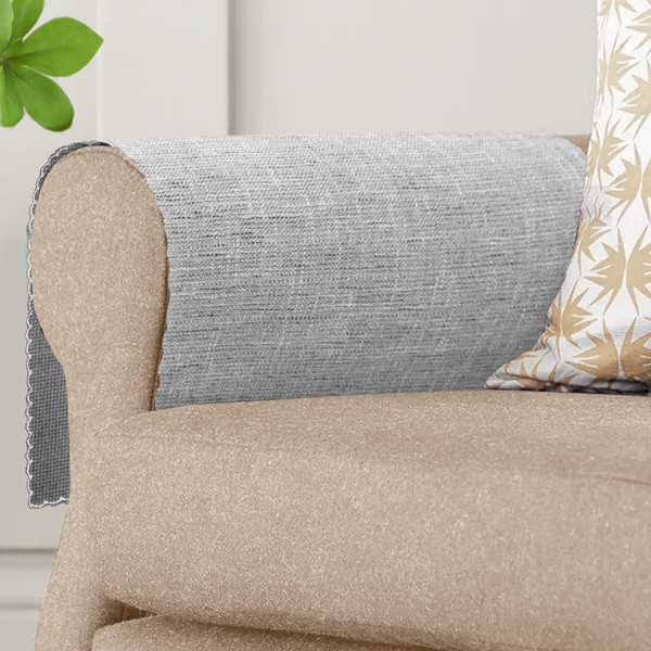 Jowell Armrest Cover for Sofa Armchair Covers for Recliner Chairs Couch Arm Cover Faux Linen Chair Arm Cover for Living Room Loveseat Sofa Arm Protector Covers, Set of 2, Grey