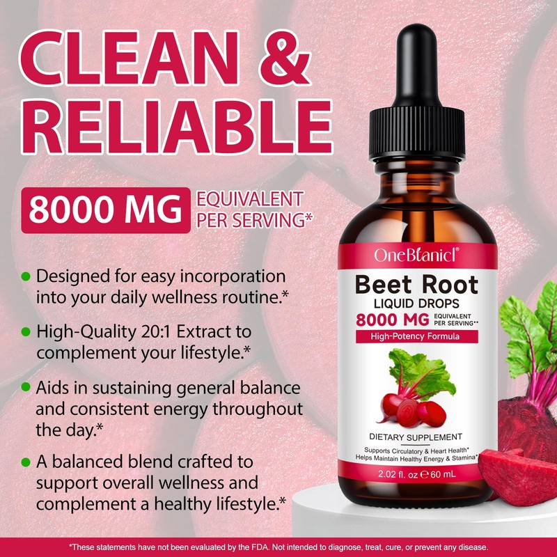 Beetroot Drops, Beetroot Nutrient Solution 8000 mg, for Endurance Support