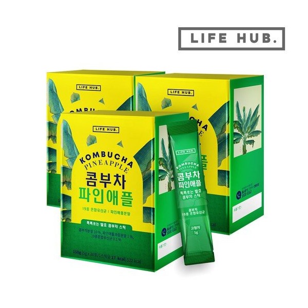 Life Herb Kombucha Pineapple 3 Sets 5g x 90 Packets / 라이프허브 콤부차 파인애플 3세트 5g x 90포