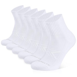 Closemate Mens Sports Quarter Ankle Socks Anti-Blister Cushioned Trainer Running Athletic Socks for Women Breathable Cotton Performance Walking Socks 6 Pairs(6 White-A, Size M)