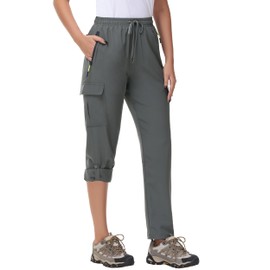 MIVEI Women's Hiking Cargo Pants Quick Dry Lightweight Water Resistant UPF 50 Travel Athletic Pants with Zipper Pockets Dark Gray