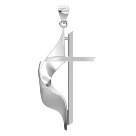 US Jewels Ladies 925 Sterling Silver Polished 30mm Methodist Cross Pendant