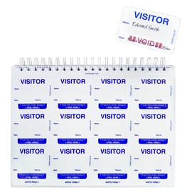 TEMPbadge Giant Sign in Visitor Badge Log Book (480 Badges) One Day Self Expiring - Security Name Tag Stickers - Easy Guest Management/Registry System for School & Business by Specialist ID