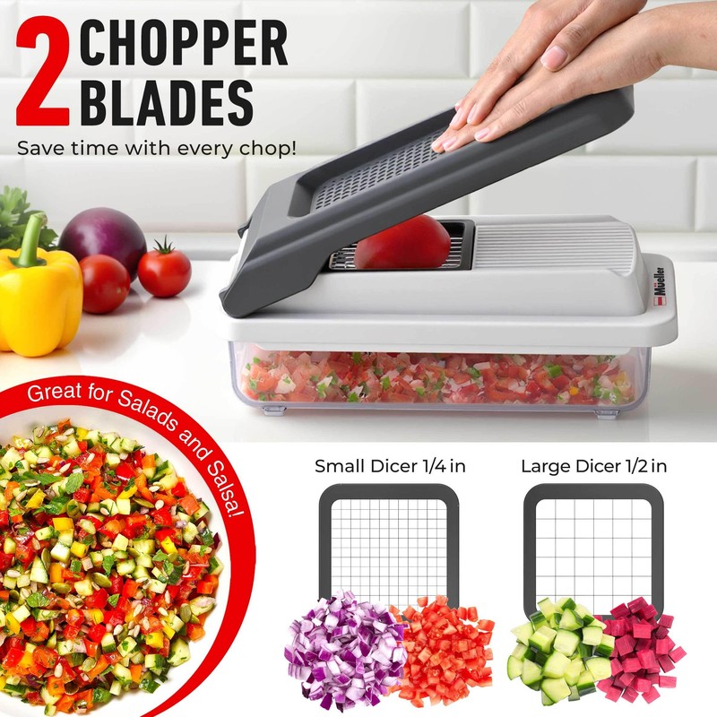 Mueller Vegetable Chopper Mandoline Slicer, Food Veggie Chopper, Cheese Grater,