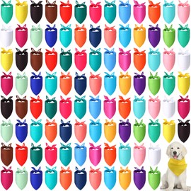100 Pieces Dog Bandanas Bulk Plain Dog Bandanas Blank Dog Bandanas for Dogs Heat Transfer Triangle Dog Bibs Washable Adjustable DIY Bandanas for Dogs Puppy Cat Pets