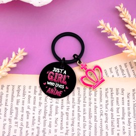 QUIHUD Anime Lover Gifts For Girls Women Friends Sister Christmas Birthday Gift For Her Just a Girl Who Loves Anime Keychain