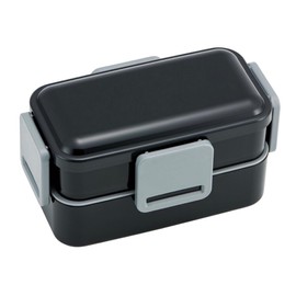 2-Tier Bento Lunch Box Microwave & Dishwasher Safe Dome Lid Leak-Proof Compact Design for Easy Storage 830ml Made in Japan (Rich Black)