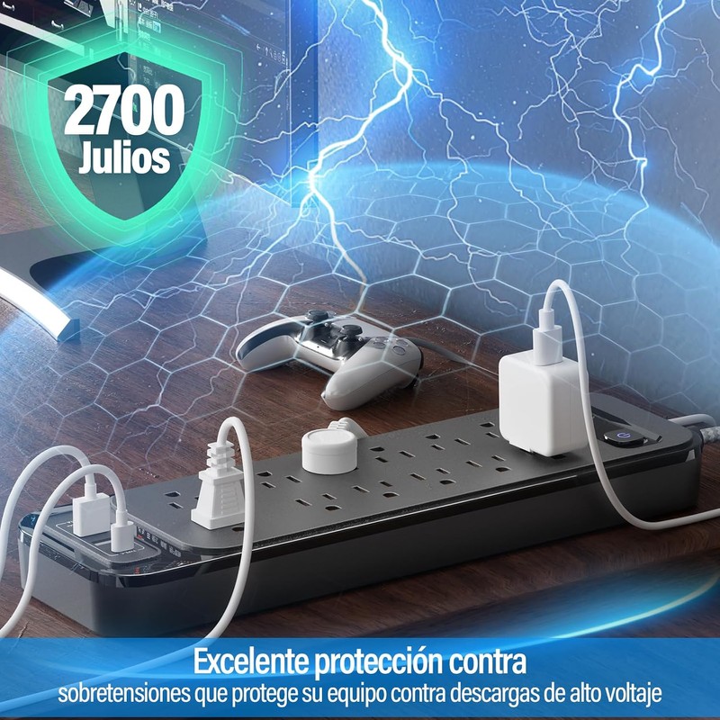GALASALA Multicontacto Regleta 16 en 1, Extensión Eléctrica de 1,8