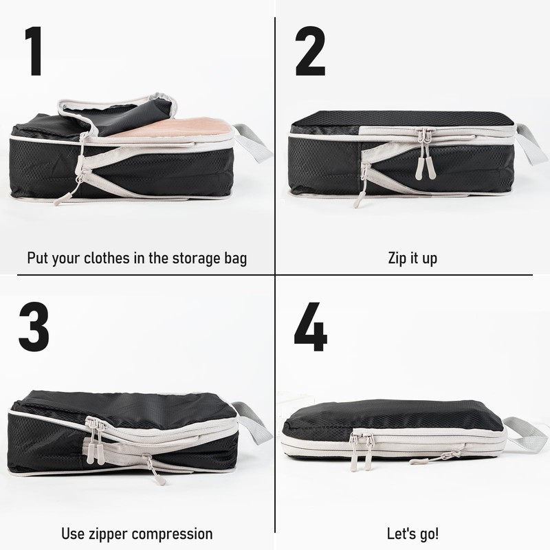 Compression Packing Cubes for Travel, Travel Essentials Luggage Organizer bags