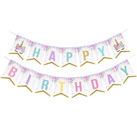 Party Supplies Happy Birthday Banner Flower for Unicorn Birthday Party Decorations Happy Birthday sign