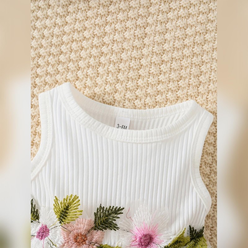 IBTOM Castle Baby Girls Floral Print Dress Cardigan 2PCS Set