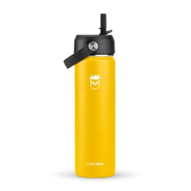 Motionbud Insulated Water Bottle 22oz. - Stainless Steel, Spill-Proof, Slim Thermos with 3 Lids - BPA-Free, Vacuum Insulated, Keeps Drinks Cold for 24 Hours - For All Day Hydration