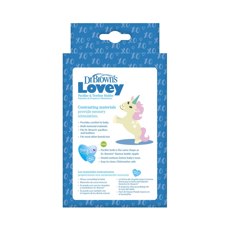 Dr. Brown's Baby Lovey Pacifier and Teether Holder, Unicorn with
